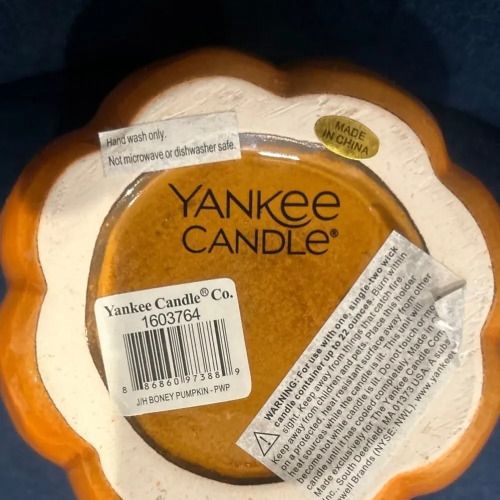 1YANKEE CANDLE Boney Bunch Pumpkin Candy Dish Jar Candle Holder PWP 2018 RETIRED
